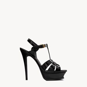 Yves Saint Laurent Tribute Black Patent Leather Heels